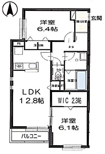 サザンハイツ元町(2LDK/3階)の間取り写真