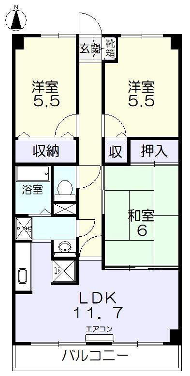 スカール十日市西町(3LDK/3階)の間取り写真