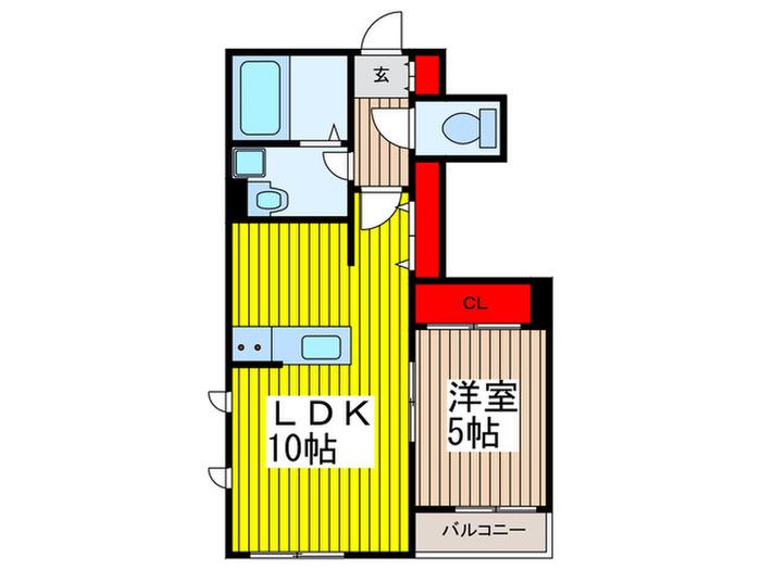 プリムヴェール(1LDK/1階)の間取り写真