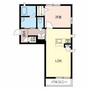 セントリビエ下滝野C(1LDK/3階)の間取り写真