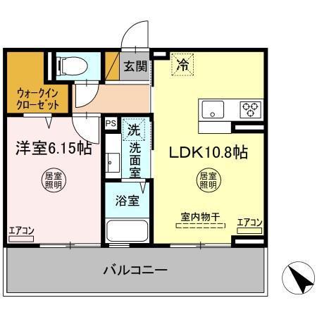 パーシモン(1LDK/2階)の間取り写真