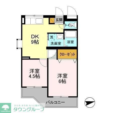 パストラル恩田(2DK/2階)の間取り写真