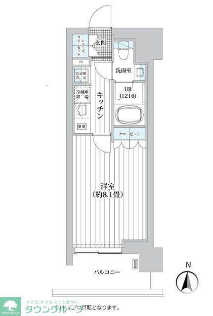 ライオンズフォーシア清澄白河(1K/9階)の間取り写真