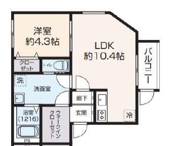 ILUSION下曽根(1LDK/1階)の間取り写真