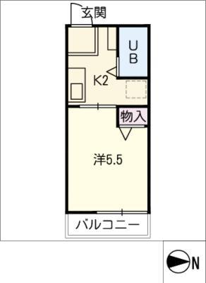 ロワール(1K/1階)の間取り写真