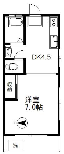 コーポ若葉(1DK/1階)の間取り写真