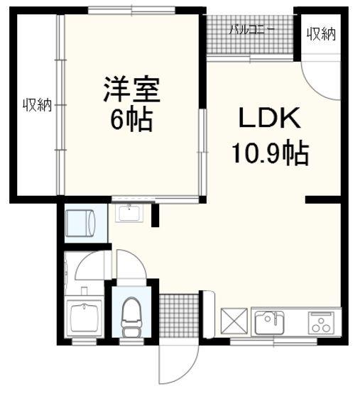 プレゼンス紀伊I(1LDK/2階)の間取り写真