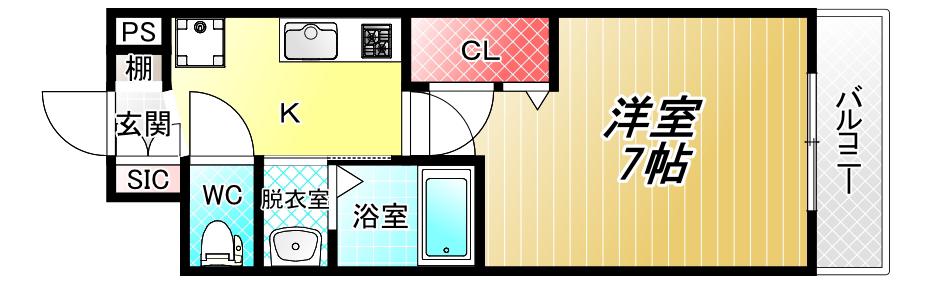 LUXE布施東(1K/3階)の間取り写真