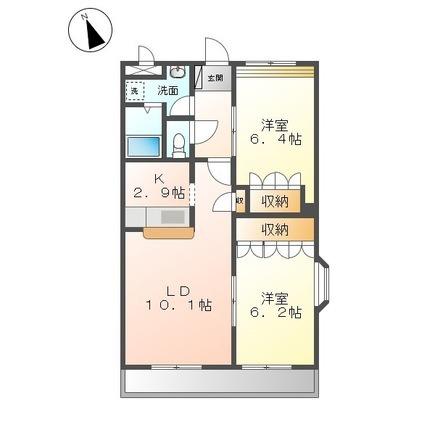 アメニティーB(2LDK/3階)の間取り写真