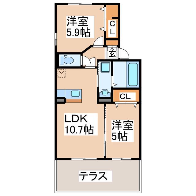 サンロイヤルこがね(2LDK/1階)の間取り写真