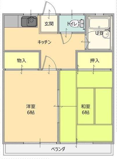 グリーン赤坂(2DK/2階)の間取り写真