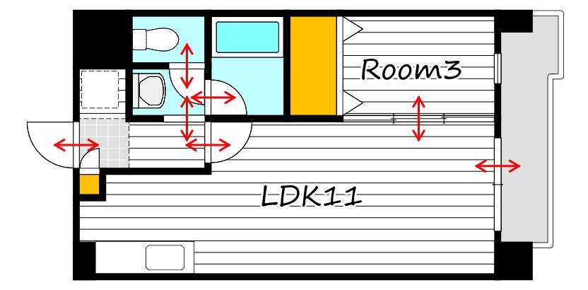 フォンティーヌ弓之町(1LDK/5階)の間取り写真