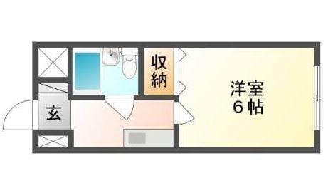 ロイヤルマンション(1K/2階)の間取り写真