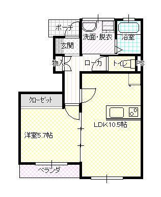 テラスハウス桧(1LDK/1階)の間取り写真