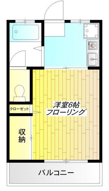 永山ビル(1K/2階)の間取り写真