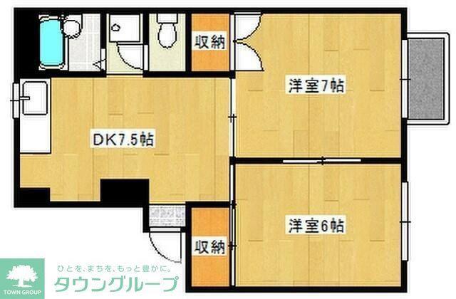 グリーンパーク根岸B棟(2DK/3階)の間取り写真