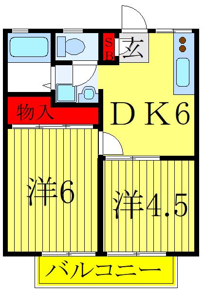 パークヒルズ上板橋(2DK/2階)の間取り写真