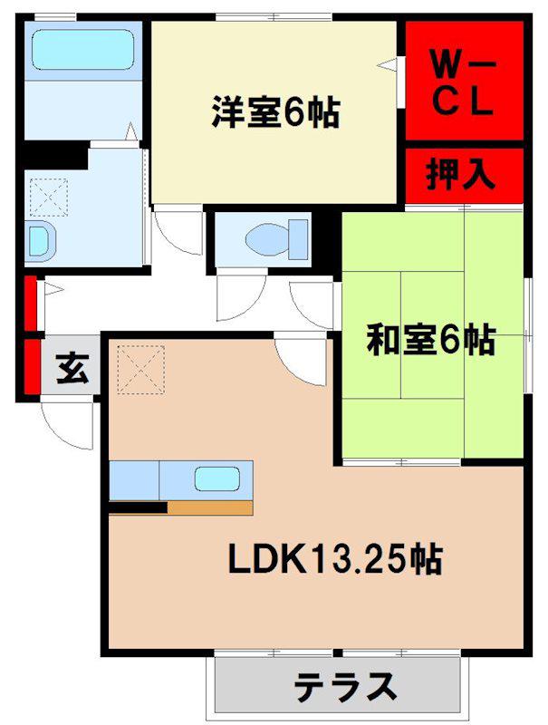 グレイスガーデン A棟(2LDK/1階)の間取り写真
