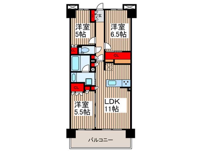 ソライエ谷塚(3LDK/5階)の間取り写真