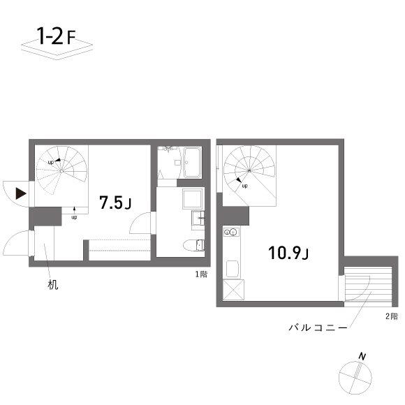 COLLAGE HOUSE(1LDK/1階)の間取り写真