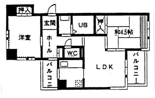 パレス小倉(2LDK/6階)の間取り写真