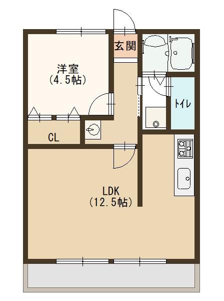 シティハイムジュエリーA(1LDK/2階)の間取り写真