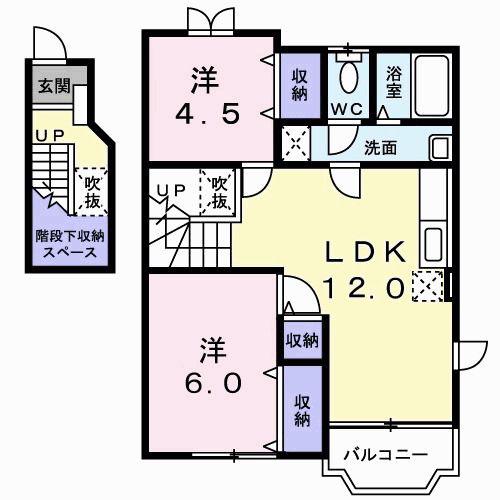 サンライズB(2LDK/2階)の間取り写真