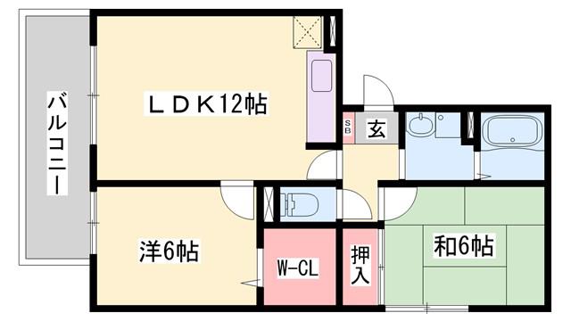 ウエストハイツ(2LDK/1階)の間取り写真