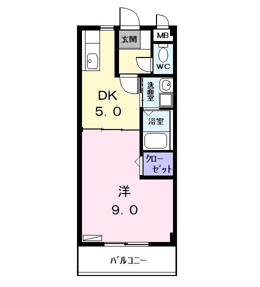 リヴィエール下米野(1DK/2階)の間取り写真