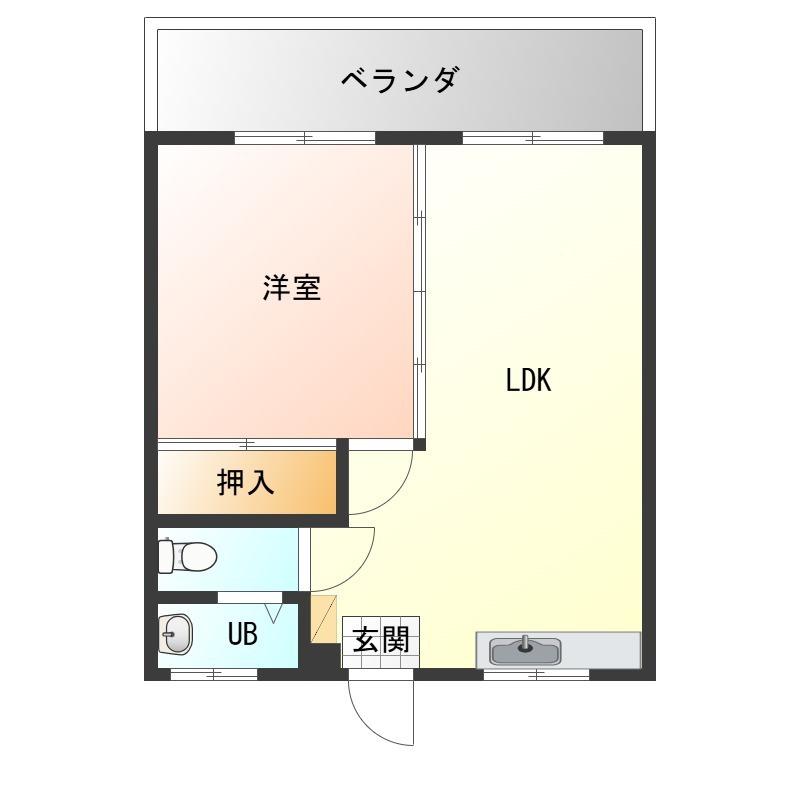 伊祖アパートII(1LDK/3階)の間取り写真