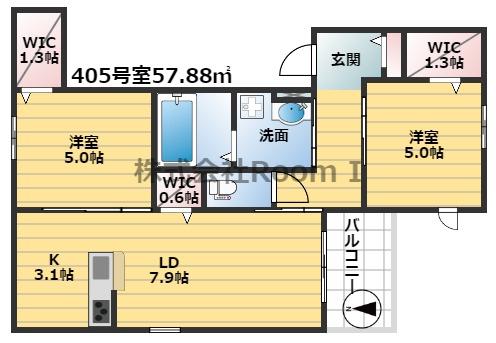 マグノリア古市・旭化成ヘーベルメゾンHEBEL HAUS(2LDK/4階)の間取り写真
