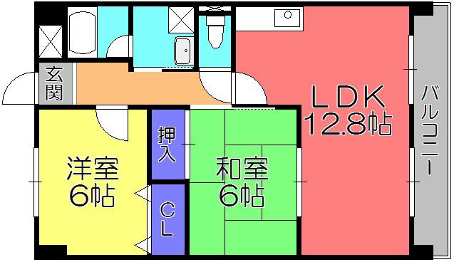 ウイングパレス東陽(2LDK/6階)の間取り写真