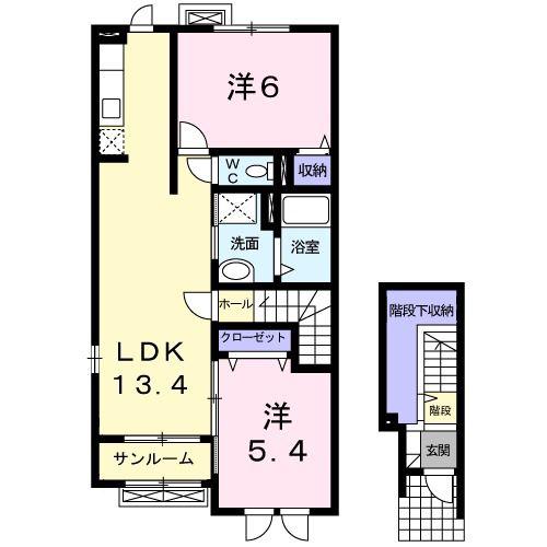 リベルテI(2LDK/2階)の間取り写真