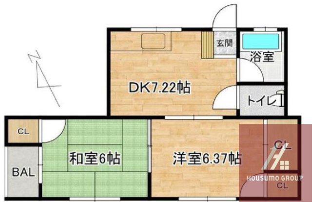 幸福マンション(2DK/3階)の間取り写真