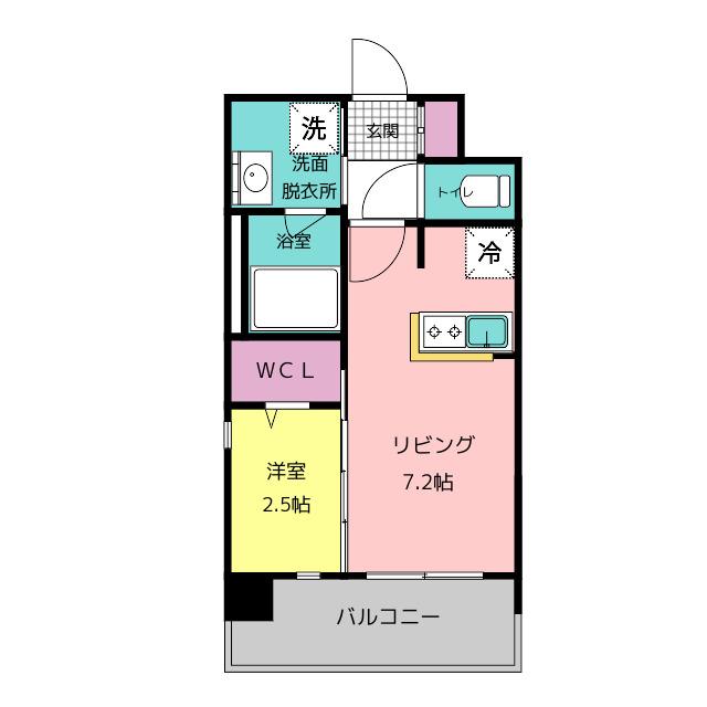 グランフォーレ博多マークプレイス(1LDK/2階)の間取り写真