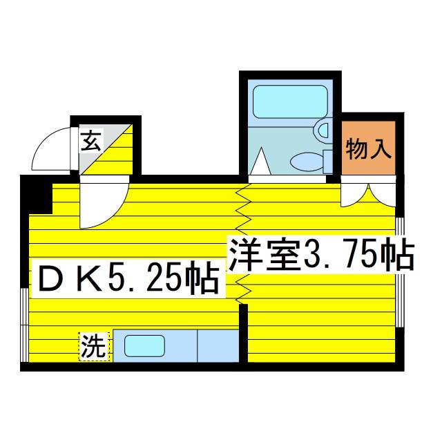 第2ハイツ新栄(1DK/3階)の間取り写真