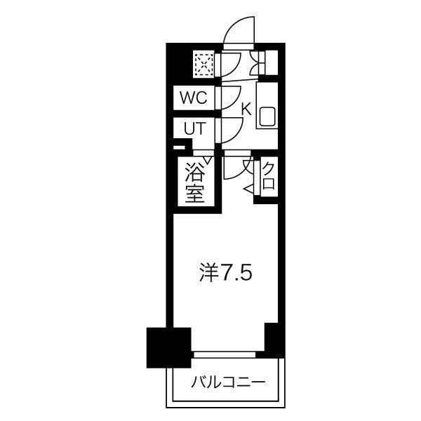 ワールドアイ京町堀(1K/3階)の間取り写真