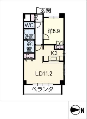 ノーム2(1LDK/3階)の間取り写真