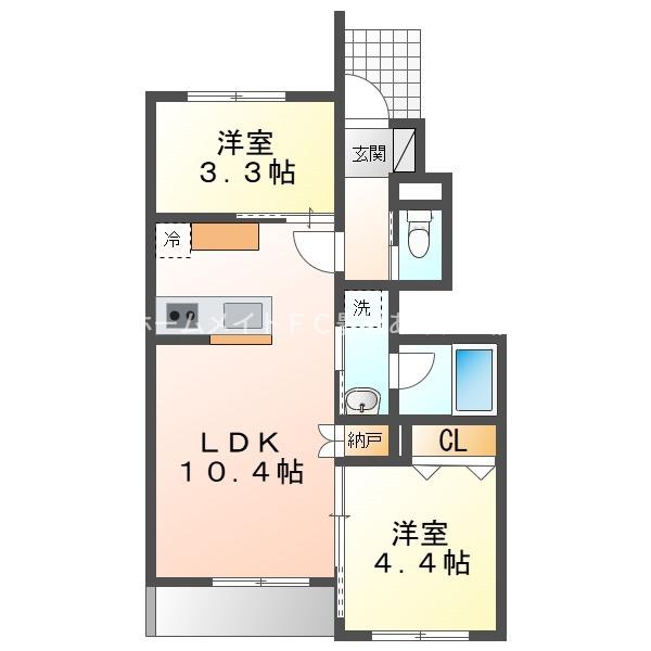 レ シュエット(2LDK/1階)の間取り写真