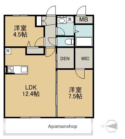 ラグゼナ千現(2SLDK/1階)の間取り写真