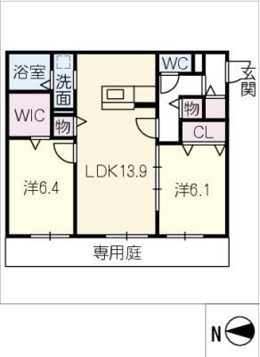 ソレーユIII(2LDK/1階)の間取り写真