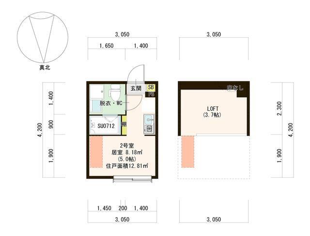 ハーモニーテラス井草II 自社図面QR一覧有 IOT 100有(ワンルーム/2階)の間取り写真