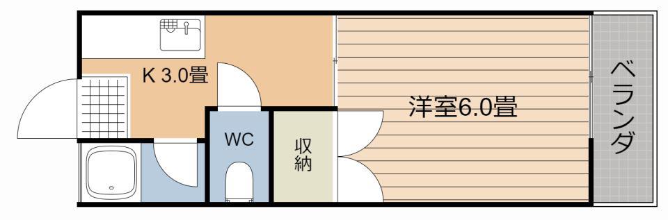 ふじコーポ(1K/3階)の間取り写真