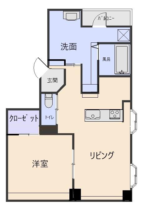 もみじ通ハイツ(1LDK/2階)の間取り写真