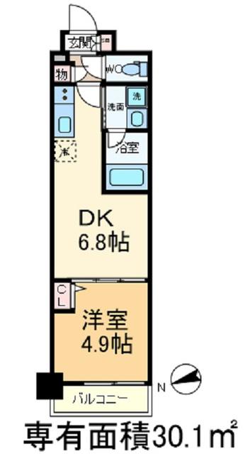 ZOOM駒込(1DK/4階)の間取り写真