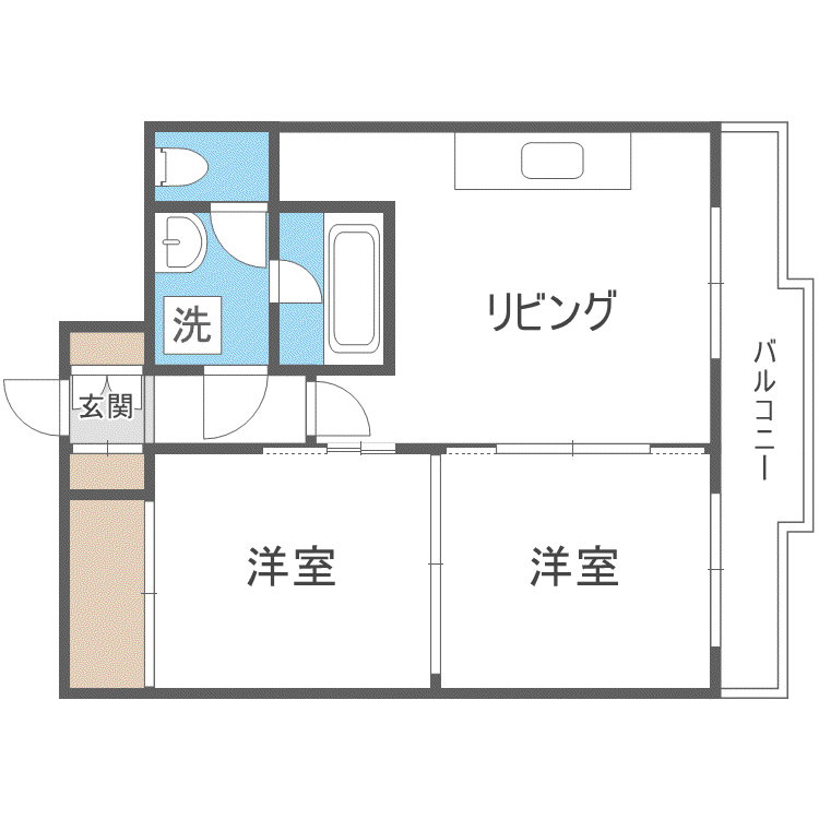 豊平アシュウ(2DK/6階)の間取り写真