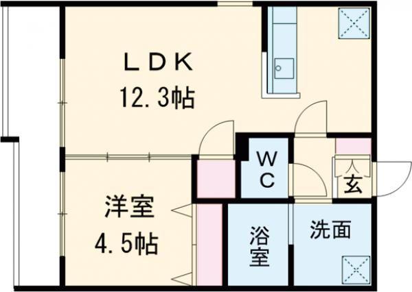 URBAN FLATS千歳GA-千歳緑町(1LDK/2階)の間取り写真