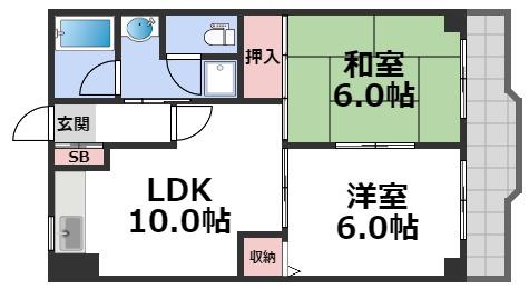 静和ハイツ(2LDK/2階)の間取り写真