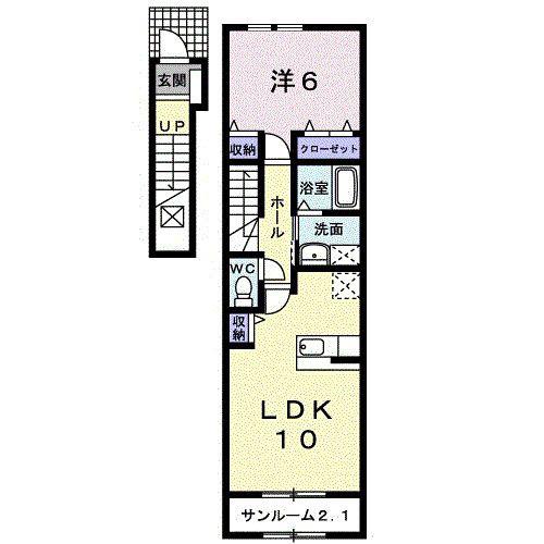 ガーデンハーモニーB(1LDK/2階)の間取り写真