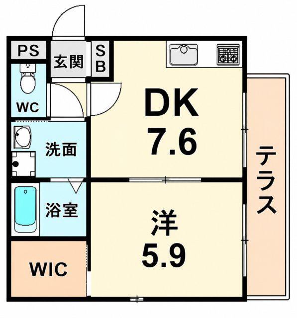 メゾンクレア(1DK/1階)の間取り写真
